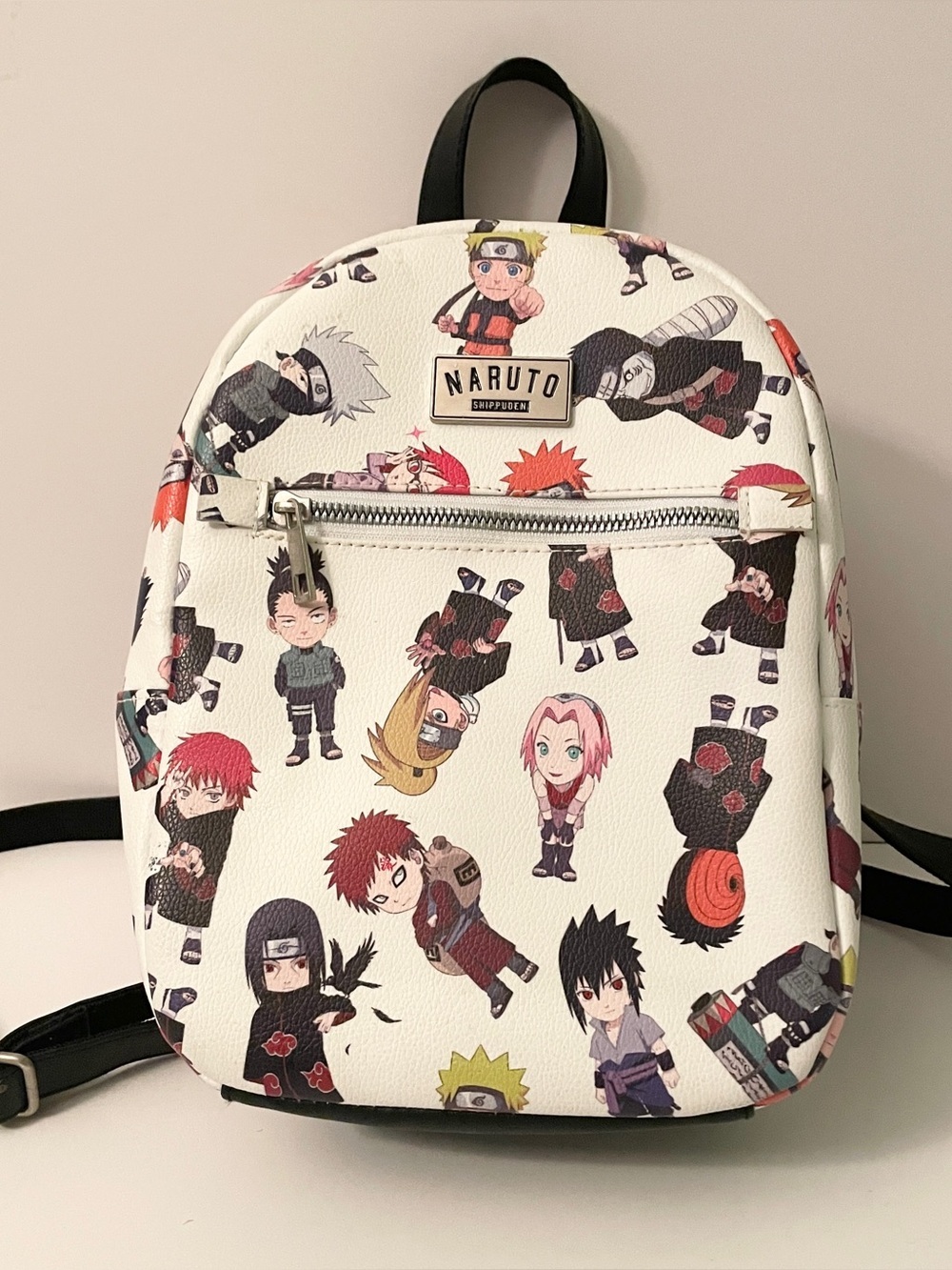 Bioworld Naruto Shippuden Chibi Character Mini Backpack White Faux Leatherโ